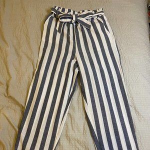White and Blue Striped Pant